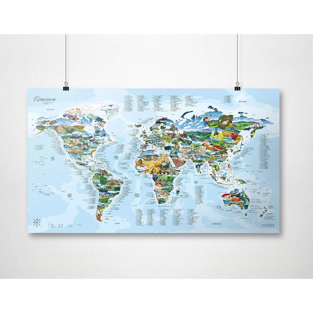 Awesome Maps Best Paragliding Spots In The World Karta, One size Awesome Maps Best Paragliding Spots In The World Karta, One size