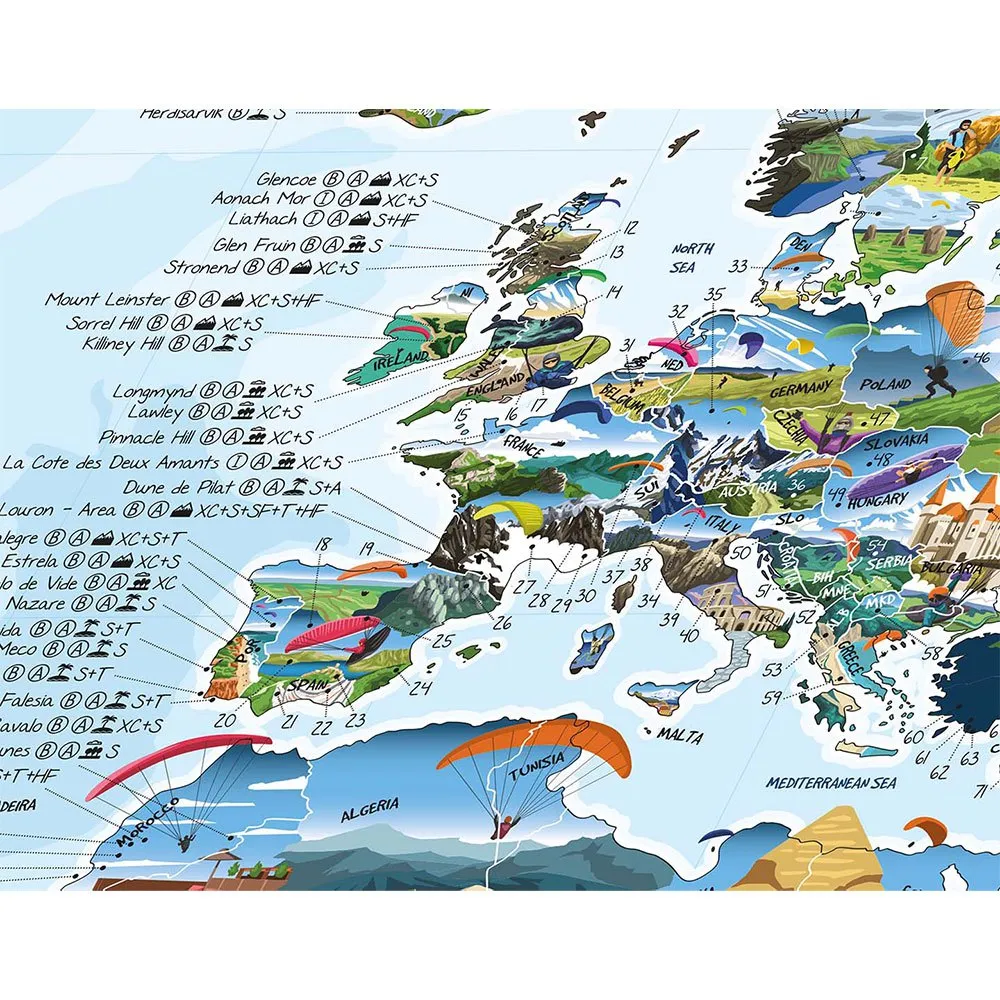 Awesome Maps Best Paragliding Spots In The World Karta, One size Awesome Maps Best Paragliding Spots In The World Karta, One size