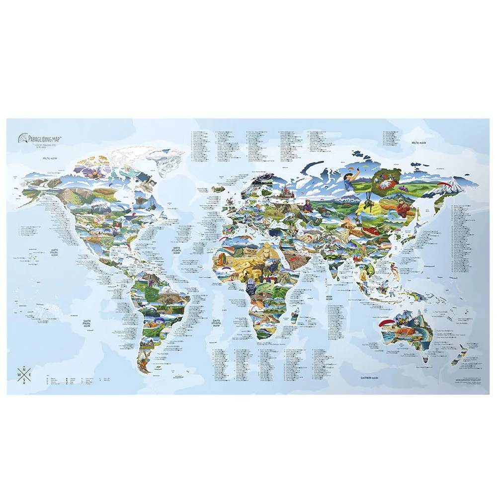 Awesome Maps Best Paragliding Spots In The World Karta, One size Awesome Maps Best Paragliding Spots In The World Karta, One size