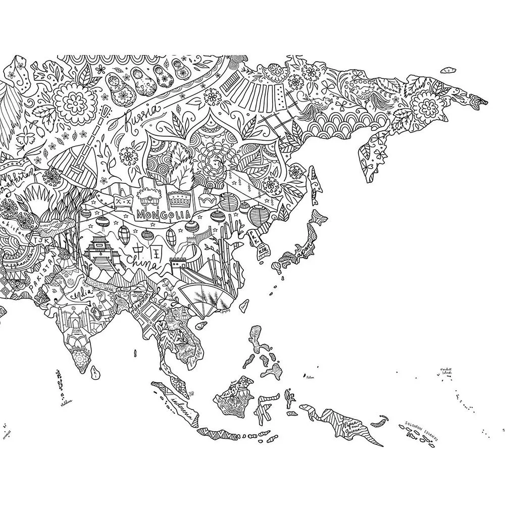 Awesome Maps Coloring Karta, One size