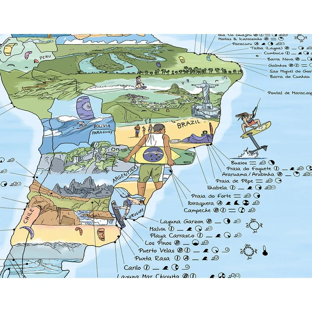Awesome Maps Kitesurf Best Ing Spots In The World Karta, One size Awesome Maps Kitesurf Best Ing Spots In The World Karta, One size