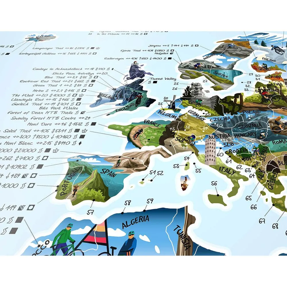 Awesome Maps Mountain Bike Best Trails In The World Karta, One size Awesome Maps Mountain Bike Best Trails In The World Karta, One size