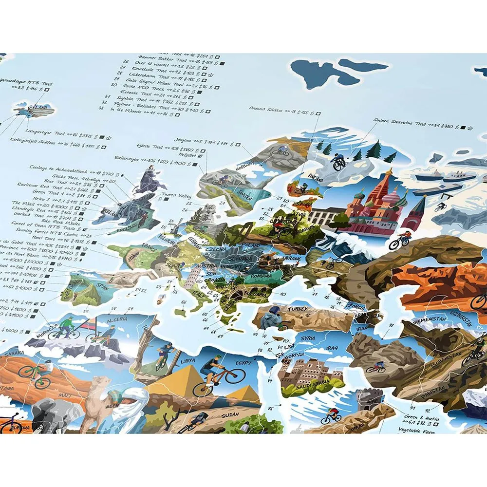 Awesome Maps Mountain Bike Best Trails In The World Karta, One size Awesome Maps Mountain Bike Best Trails In The World Karta, One size