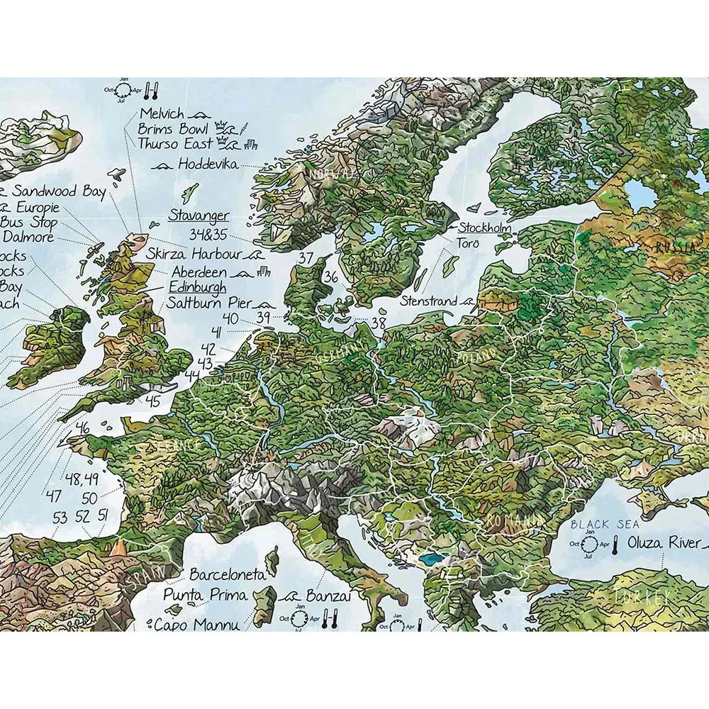 Awesome Maps Surftrip Green Edition Best Surf Beaches Of The World Green Edition Karta, One size Awesome Maps Surftrip Green Edition Best Surf Beaches Of The World Green Edition Karta, One size