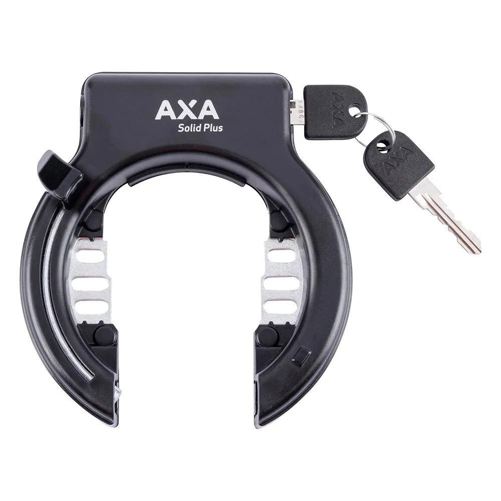 Axa Solid Plus Battery Himano Systems Cykelramlås, Black, One Size