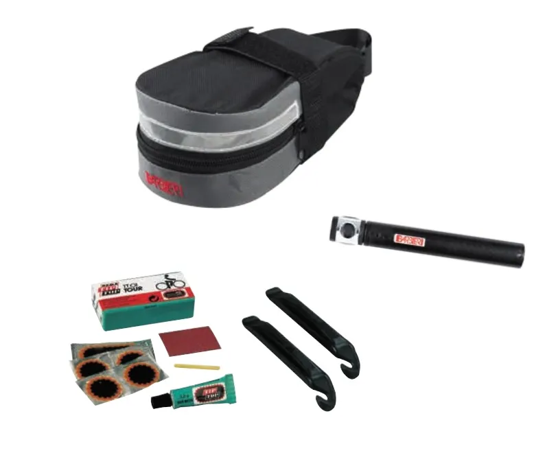 Barbieri sadelväska kit med pump, Grå/Svart