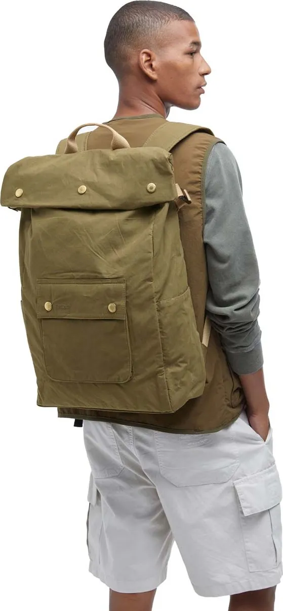Barbour Transport Foldover Backpack Bag, Dusky Green Barbour Transport Foldover Backpack Bag, Dusky Green