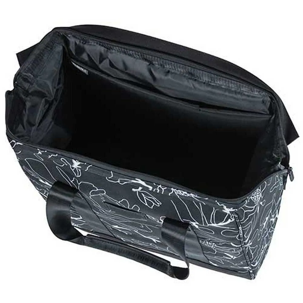 Basil Grand Flower Hook-on Sidoväska 23l, Black / white, One Size Basil Grand Flower Hook-on Sidoväska 23l, Black / white, One Size