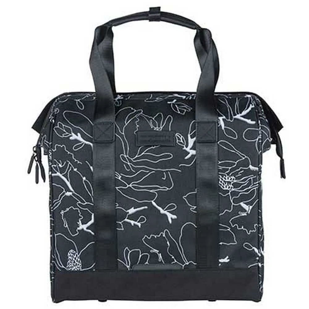 Basil Grand Flower Hook-on Sidoväska 23l, Black / white, One Size Basil Grand Flower Hook-on Sidoväska 23l, Black / white, One Size