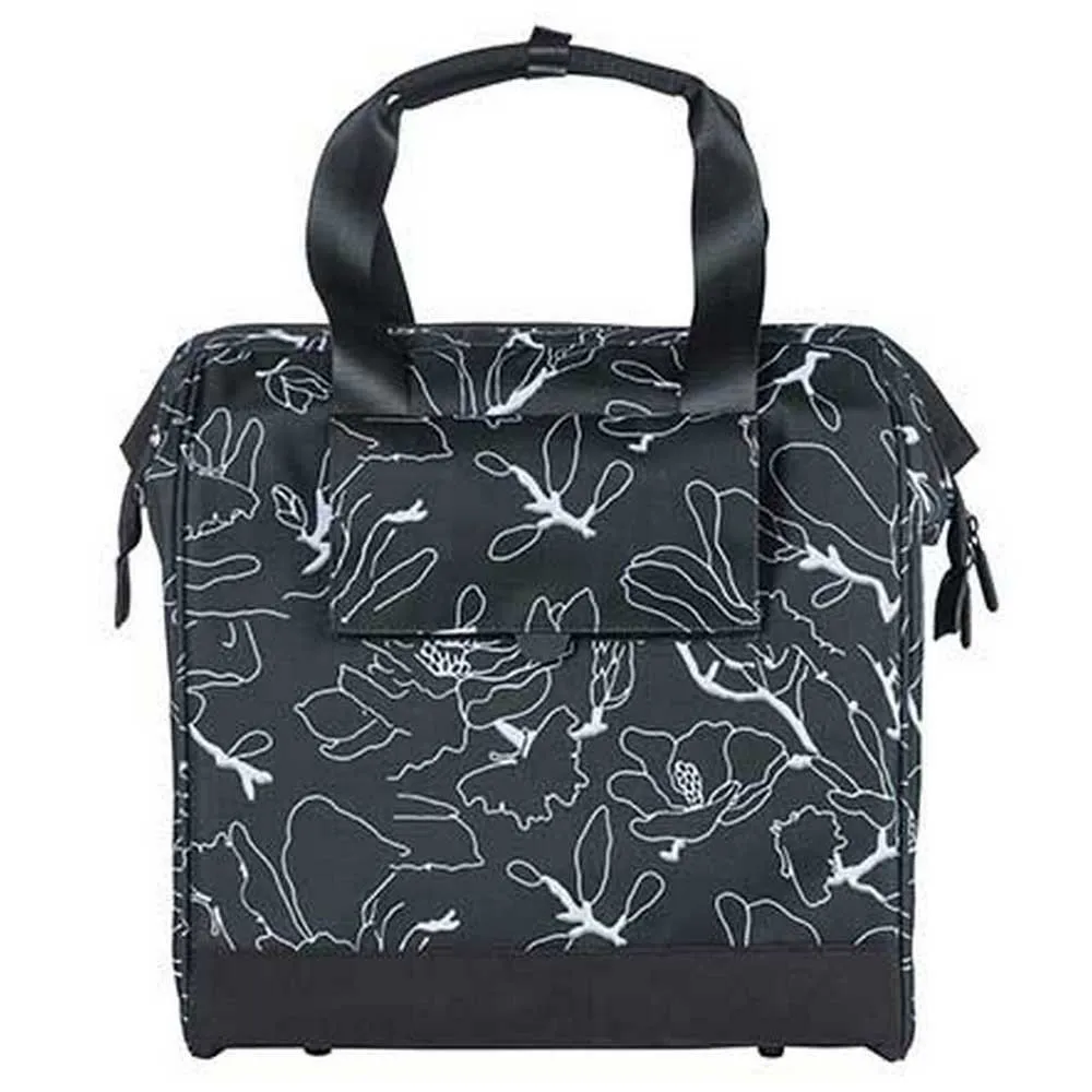 Basil Grand Flower Hook-on Sidoväska 23l, Black / white, One Size Basil Grand Flower Hook-on Sidoväska 23l, Black / white, One Size