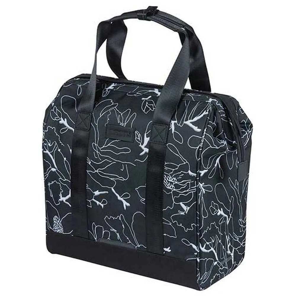 Basil Grand Flower Hook-on Sidoväska 23l, Black / white, One Size Basil Grand Flower Hook-on Sidoväska 23l, Black / white, One Size