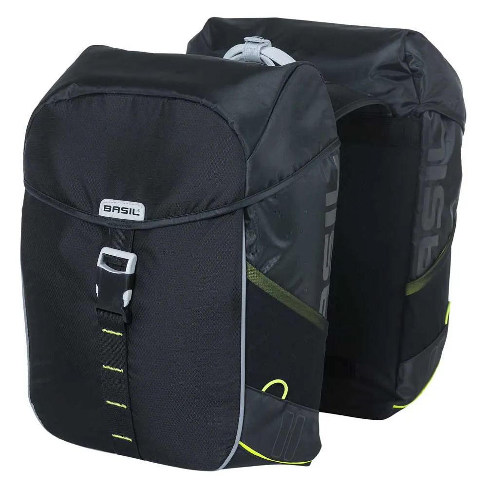 Basil Miles Double Sidoväskor 32l, Black / lime, One Size