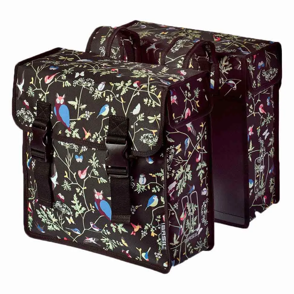 Basil Wanderlust Double Sidoväskor 35l, Black / flowers, One Size