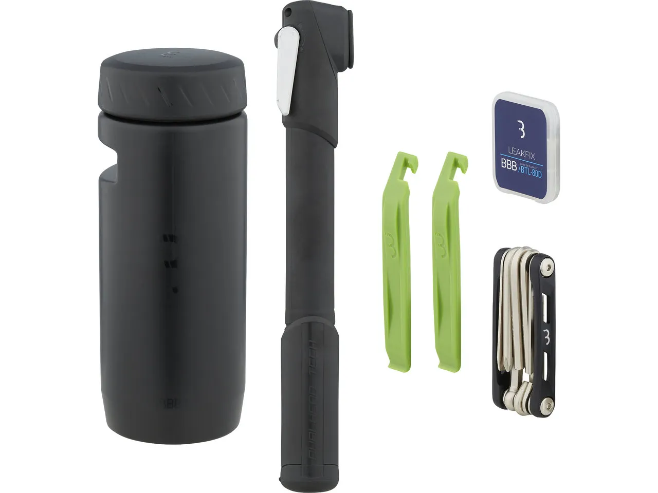 BBB CombiSet Tools & Tubes L BSB-64 Werkzeugdose + Werkzeugset, Black, One Size