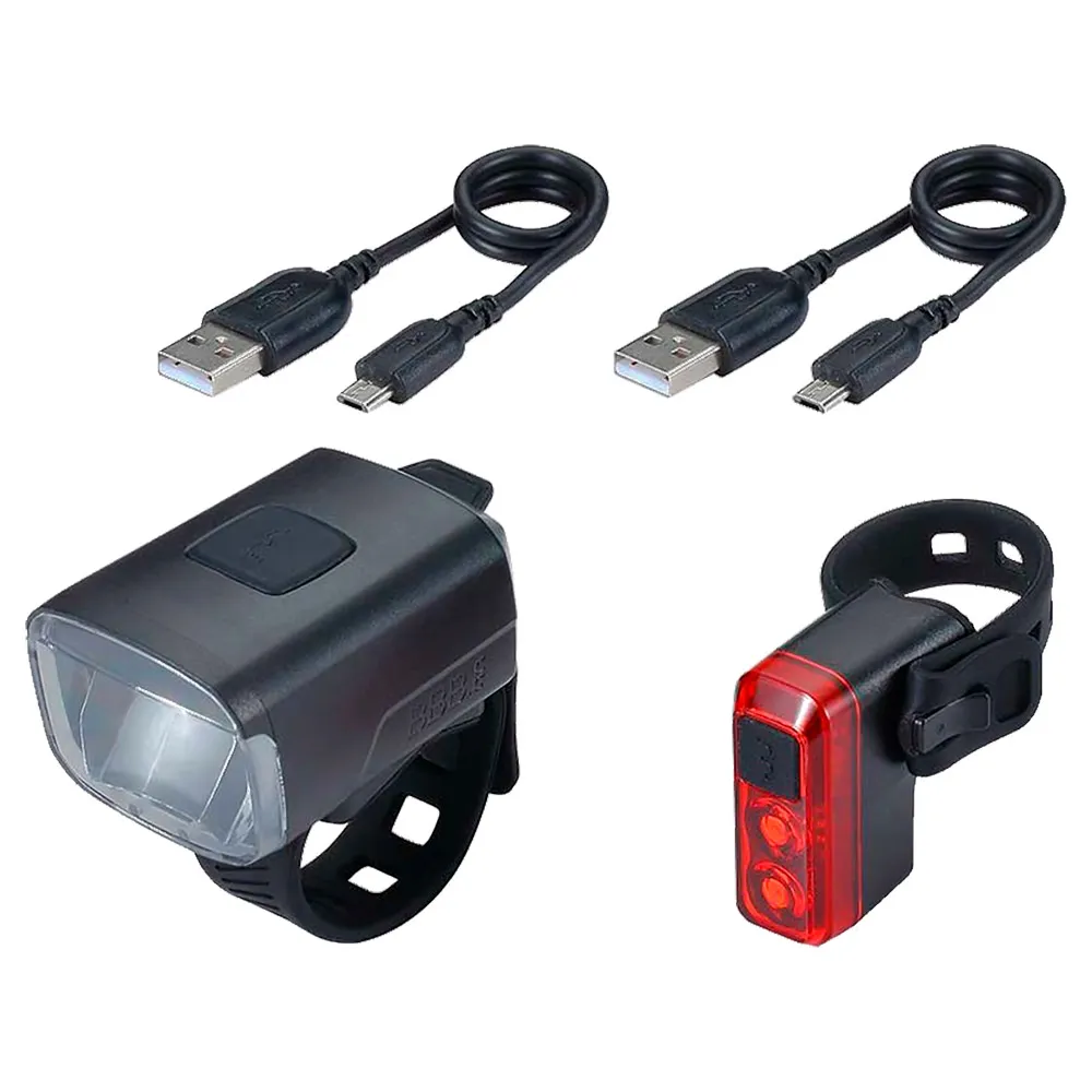 BBB Stud Strap 33 + Bls-144 Cykellampset, Black, 140lm