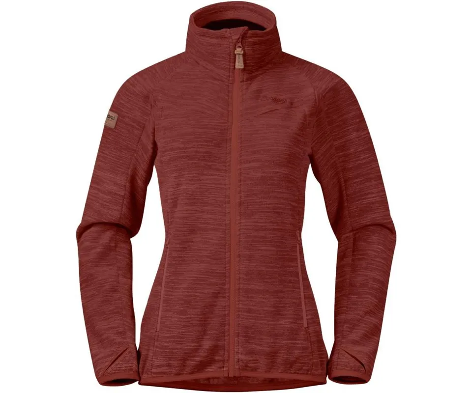 Bergans Hareid NoHood Fleece Jacket Women, Chianti red