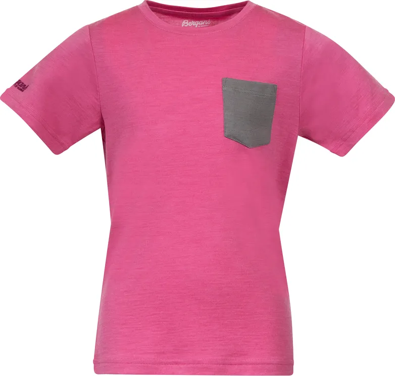 Bergans Kids' Myske Wool Tee, Ibis rose, 92 Bergans Kids' Myske Wool Tee, Ibis rose, 92