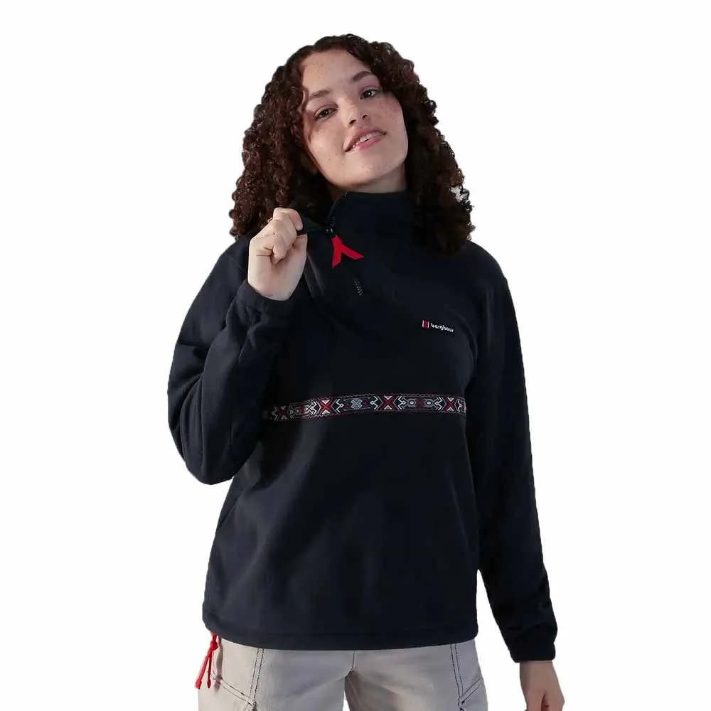 Berghaus Oversized Aztec Fleece Med Halv Dragkedja, Jet black