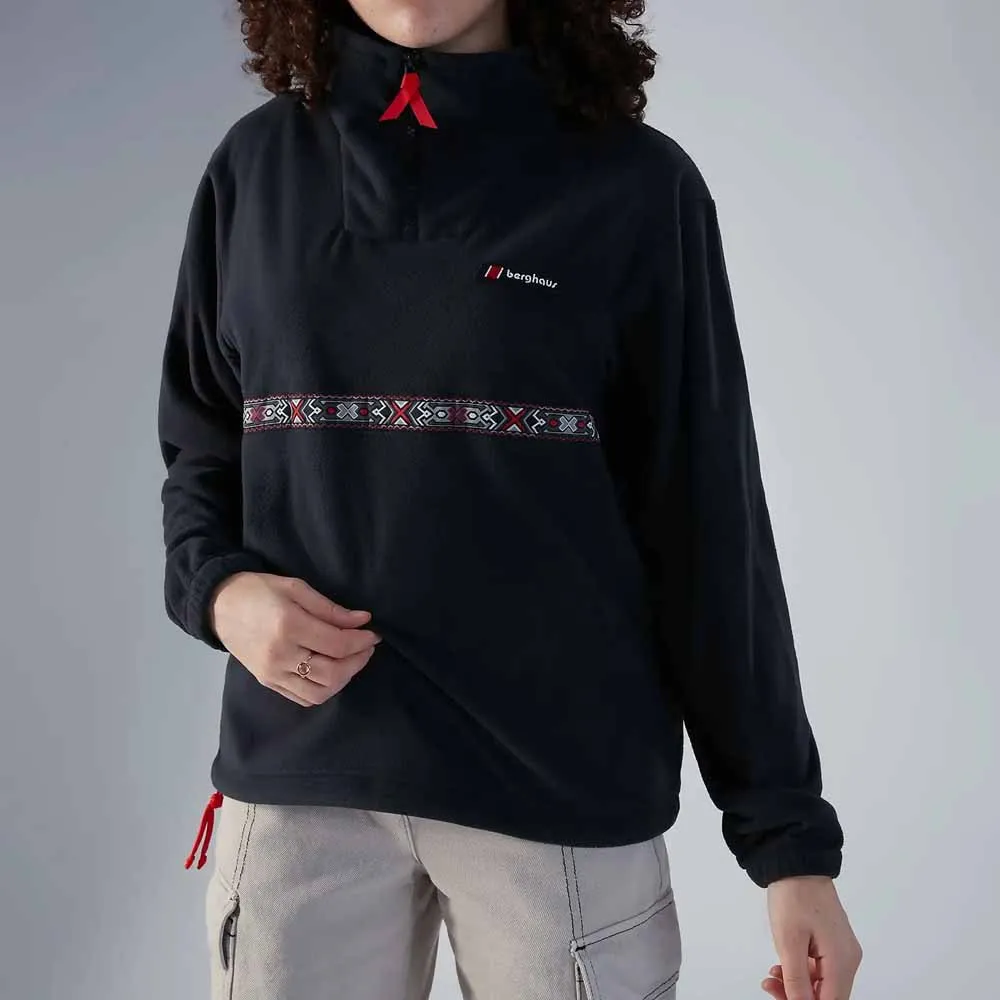 Berghaus Oversized Aztec Fleece Med Halv Dragkedja, Jet black