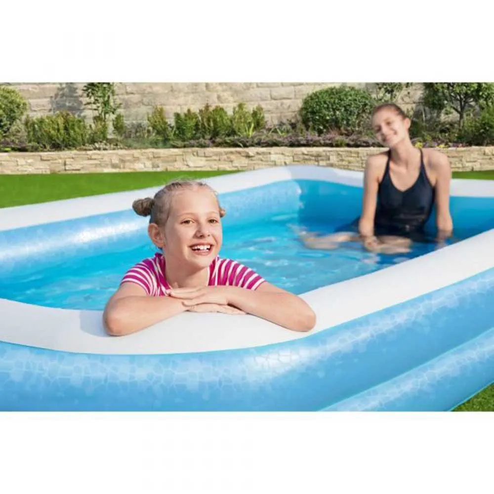 Bestway 305x183x46 Cm Rektangulär Uppblåsbar Pool unisex, Blue / white, 850L