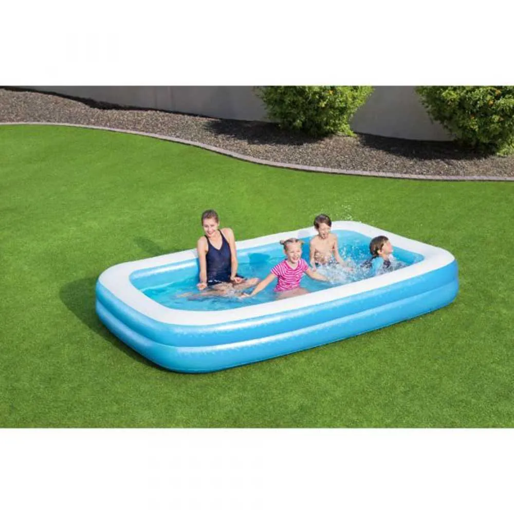 Bestway 305x183x46 Cm Rektangulär Uppblåsbar Pool unisex, Blue / white, 850L