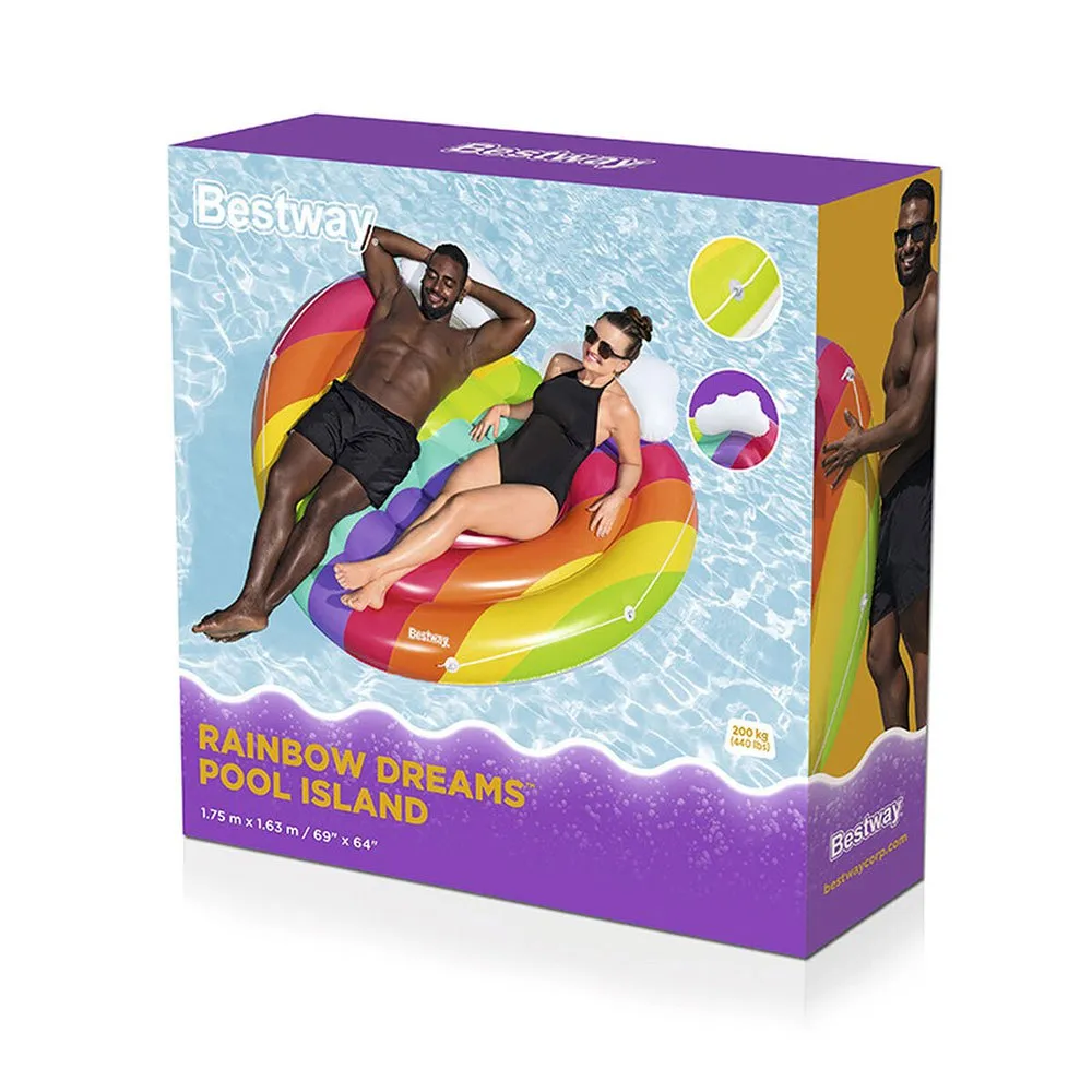 Bestway 43722 Rainbow Dreams Uppblåsbar ö unisex, 175 x 163cm Bestway 43722 Rainbow Dreams Uppblåsbar ö unisex, 175 x 163cm