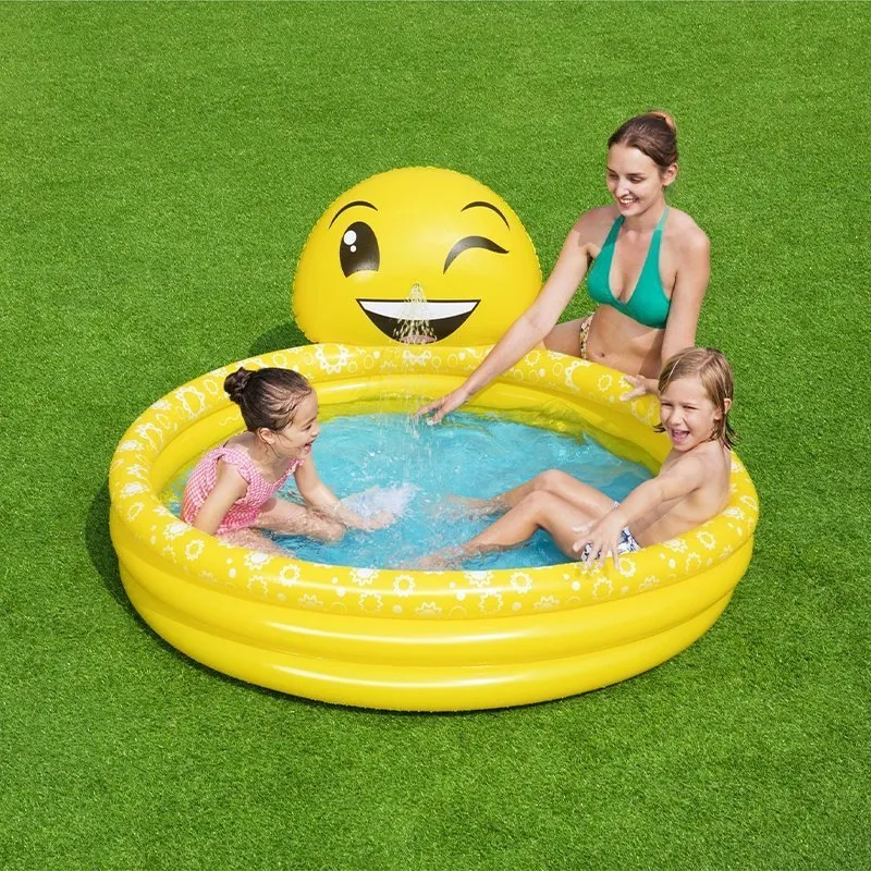 Bestway 53081 Rund Uppblåsbar Pool unisex, Yellow / blue, 165 x 144 x 69cm