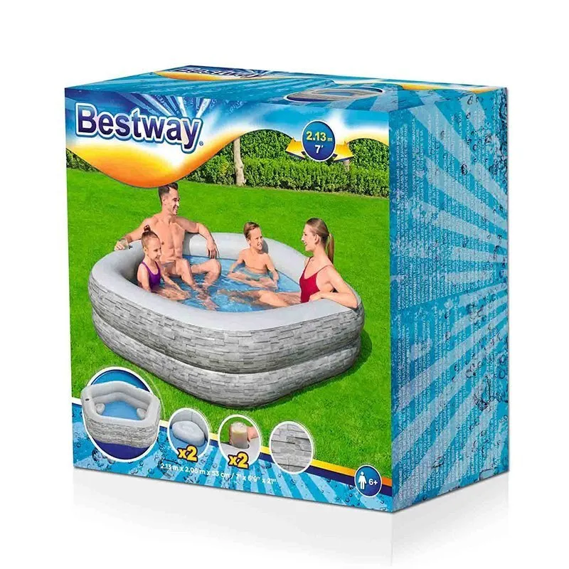 Bestway 54423 Uppblåsbar Pool unisex, Grey / blue, 213 x 119 x 61cm Bestway 54423 Uppblåsbar Pool unisex, Grey / blue, 213 x 119 x 61cm