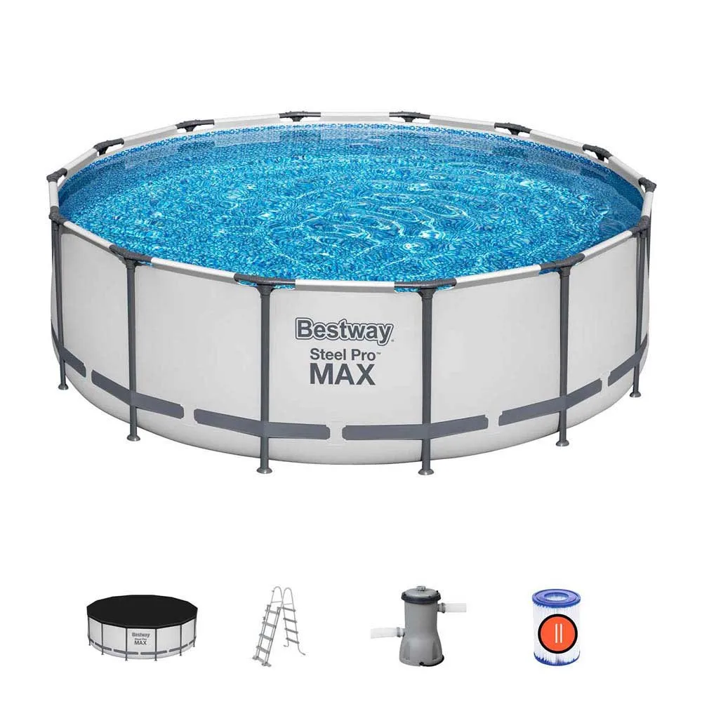 Bestway 5612x Steel Pro Max Ø427x122cm Rund Rörpool unisex, White / grey / blue, 15232L