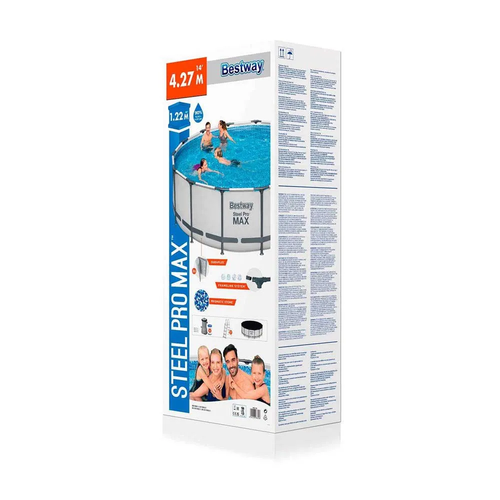 Bestway 5612x Steel Pro Max Ø427x122cm Rund Rörpool unisex, White / grey / blue, 15232L