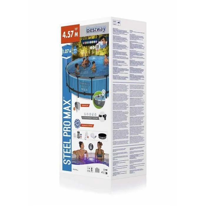 Bestway 561gd Steel Pro Max Ø457x107cm Rund Rörpool unisex, White / grey / blue, 14970L Bestway 561gd Steel Pro Max Ø457x107cm Rund Rörpool unisex, White / grey / blue, 14970L
