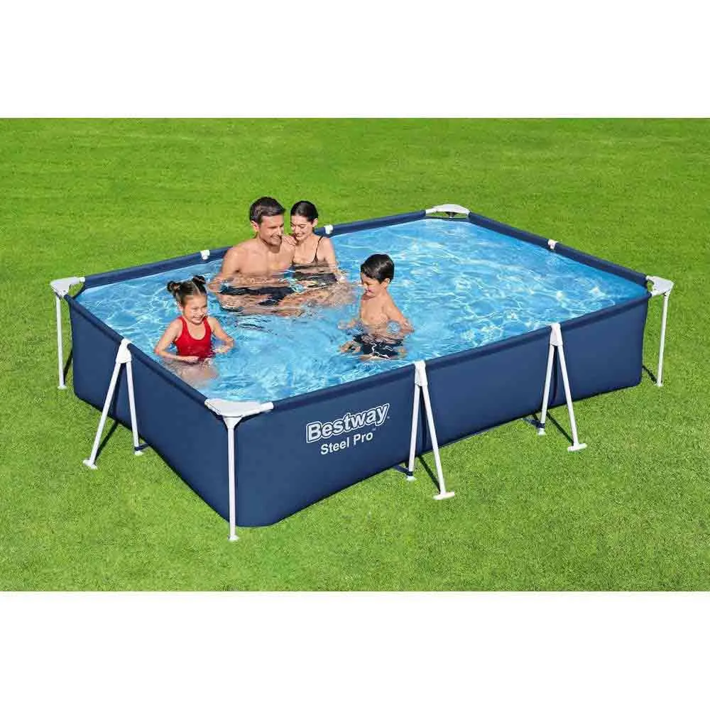 Bestway 56411 Steel Pro 300x201x66cm Rektangulär Rörpool unisex, Blue / white, 3300L