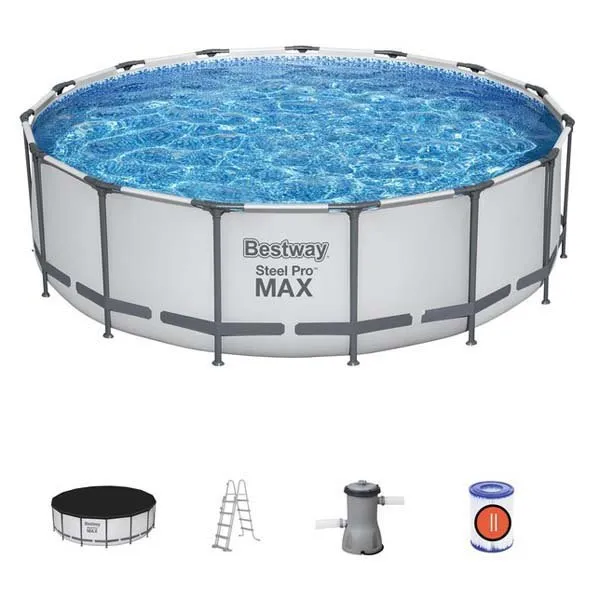 Bestway 56438 Steel Pro Max Ø457x122cm Rund Rörpool unisex, White / grey / blue, 16015L