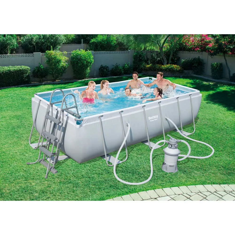 Bestway 56442 Power Steel 404x201x100cm Rektangulär Rörpool unisex, Grey / blue, 6478L