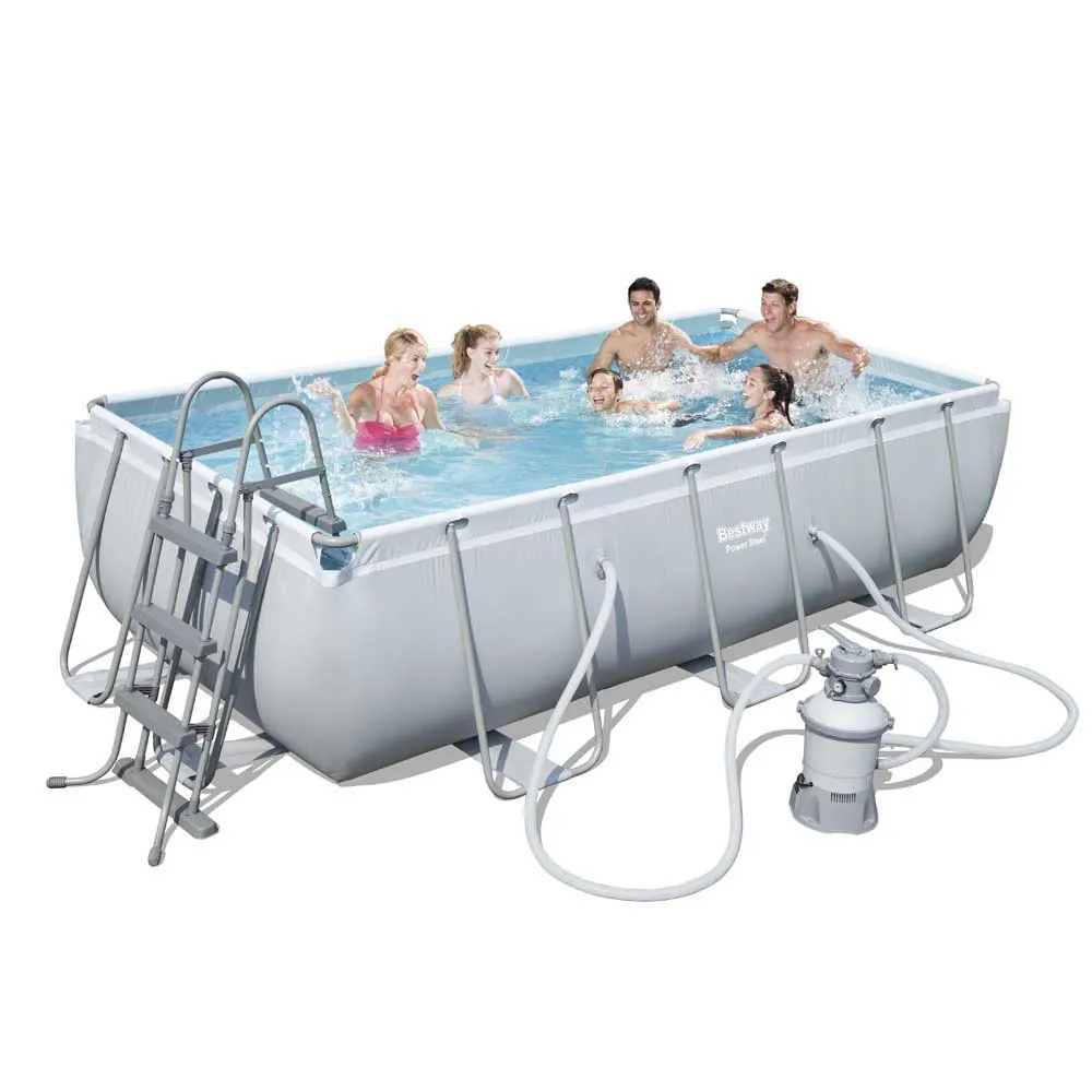 Bestway 56442 Power Steel 404x201x100cm Rektangulär Rörpool unisex, Grey / blue, 6478L