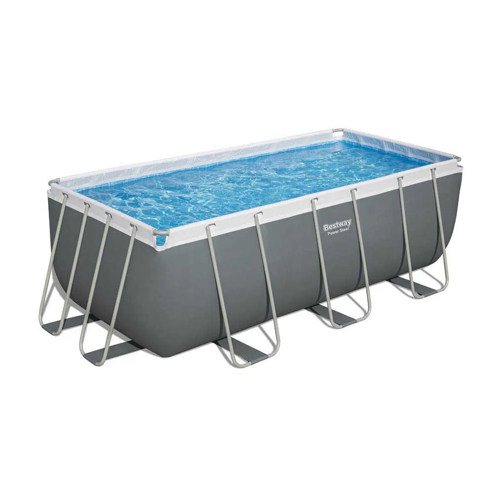 Bestway 56457 Power Steel 412x201x122cm Rektangulär Rörpool unisex, Grey / blue, 8124L Bestway 56457 Power Steel 412x201x122cm Rektangulär Rörpool unisex, Grey / blue, 8124L