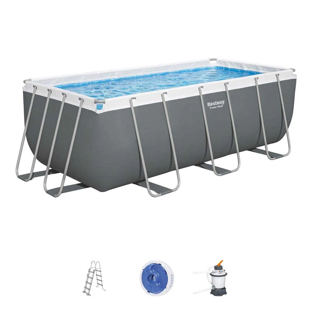 Bestway 56457 Power Steel 412x201x122cm Rektangulär Rörpool unisex, Grey / blue, 8124L Bestway 56457 Power Steel 412x201x122cm Rektangulär Rörpool unisex, Grey / blue, 8124L
