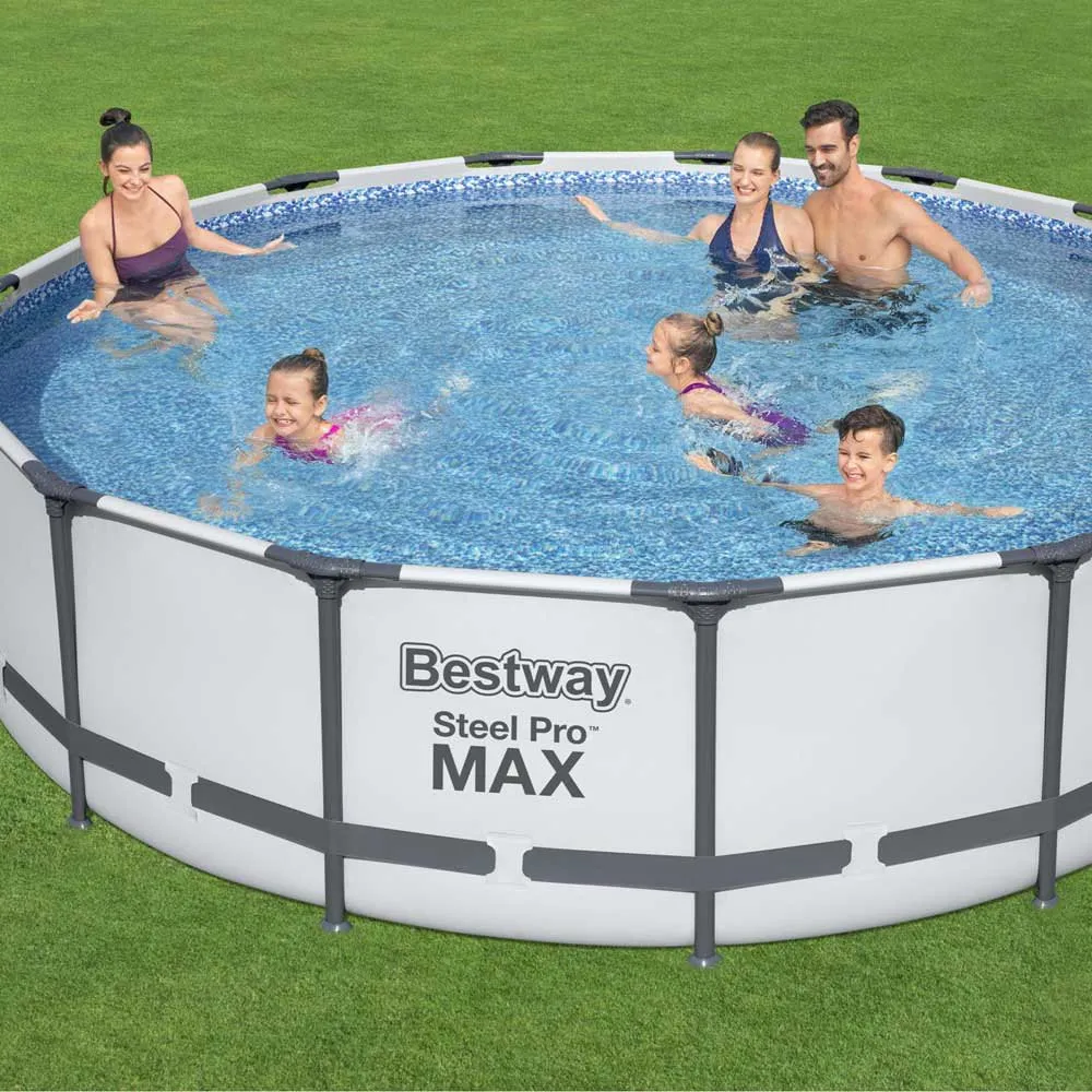 Bestway 56488 Steel Pro Max Ø457x107cm Rund Rörpool unisex, White / grey / blue, 14970L
