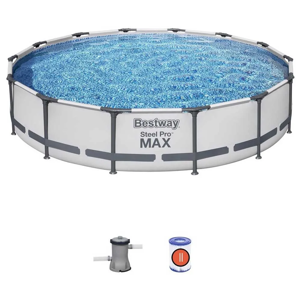 Bestway 56595 Steel Pro Ø427x84cm Rund Rörpool unisex, White / grey / blue, 10220L Bestway 56595 Steel Pro Ø427x84cm Rund Rörpool unisex, White / grey / blue, 10220L