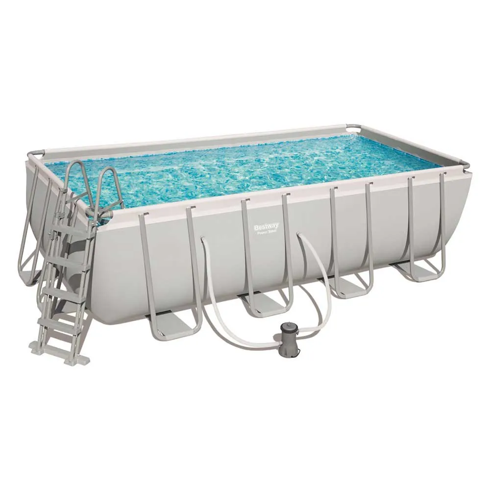 Bestway 56670 Power Steel 488x244x122cm Rektangulär Rörpool unisex, Grey / blue, 11532L Bestway 56670 Power Steel 488x244x122cm Rektangulär Rörpool unisex, Grey / blue, 11532L