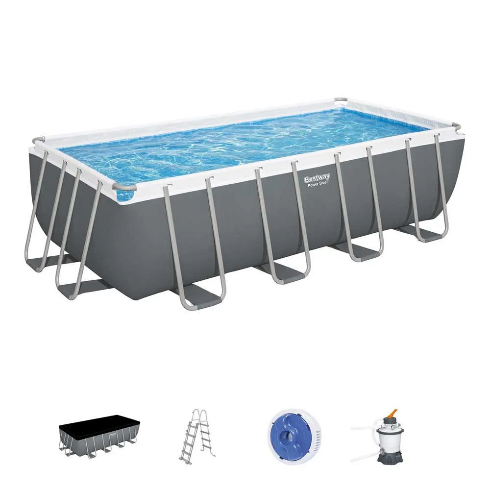 Bestway 56671 Power Steel 488x244x122cm Rektangulär Rörpool unisex, Grey / blue, 11532L