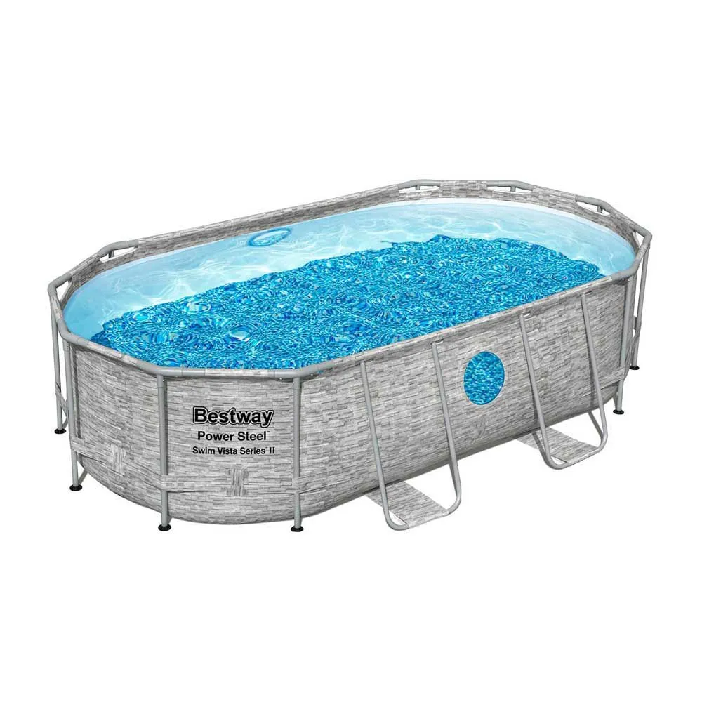 Bestway 56714 Power Steel Swim Vista 427x250x100cm Oval Rörpool unisex, Grey / blue, 7250L Bestway 56714 Power Steel Swim Vista 427x250x100cm Oval Rörpool unisex, Grey / blue, 7250L
