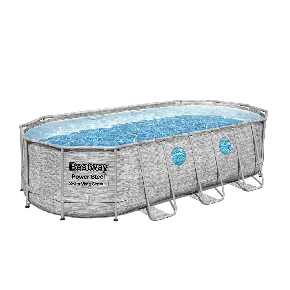Bestway 56716 Power Steel Swim Vista 549x274x122cm Oval Rörpool unisex, Grey / blue, 13430L Bestway 56716 Power Steel Swim Vista 549x274x122cm Oval Rörpool unisex, Grey / blue, 13430L