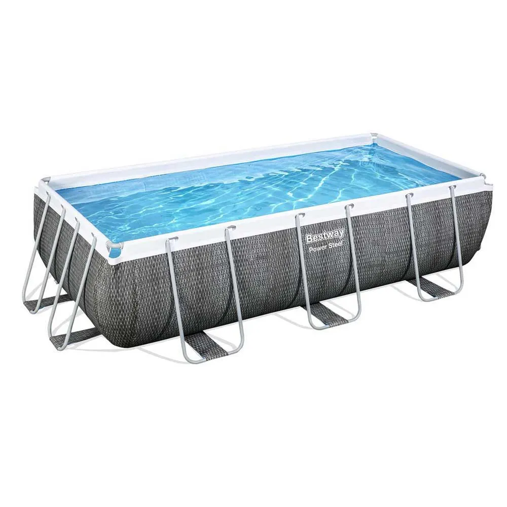Bestway 56721 Power Steel 404x201x100cm Rektangulär Rörpool unisex, Grey / blue, 6478L