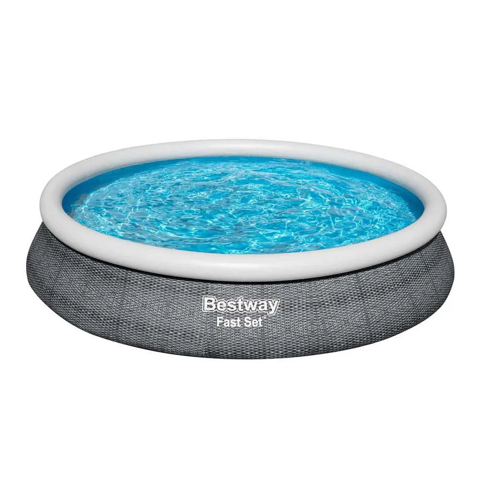 Bestway 57313 Fast Set Rattan Ø457x84cm Rund Uppblåsbar Pool unisex, Blue, 9677L