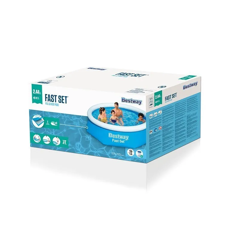 Bestway 57458 Rund Uppblåsbar Pool unisex, Multicolor, 305 x 66cm