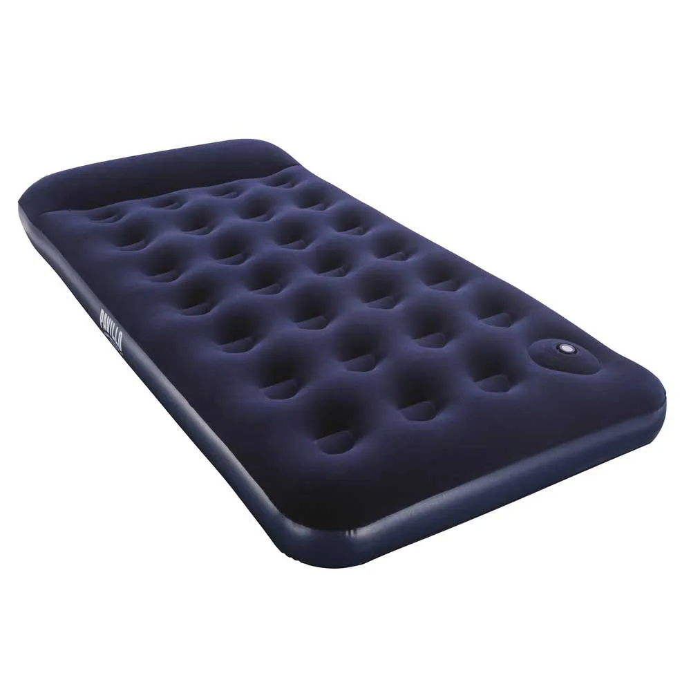 Bestway 67224 Twin Easy Inflate Flocked 188x99x28 Cm Enkel Luftmadrass Med Inbyggd Pump, Navy, 188 x 99 x 28cm