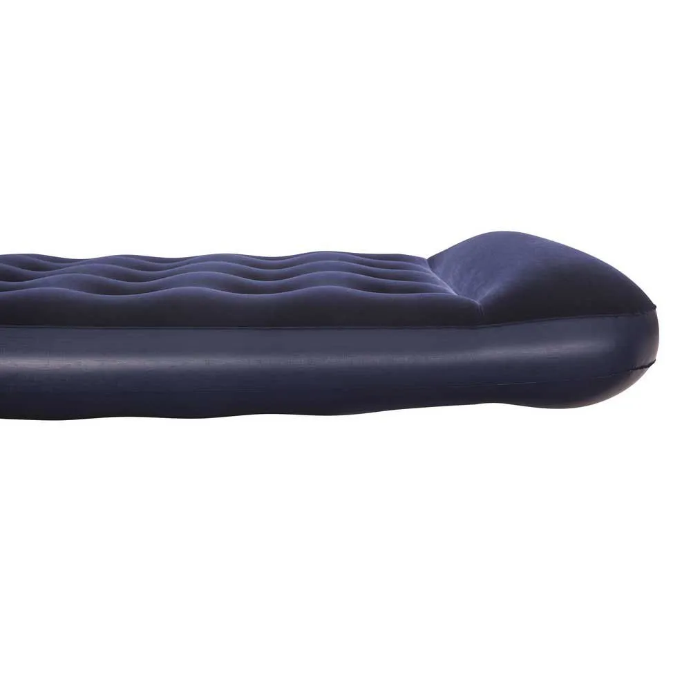 Bestway 67224 Twin Easy Inflate Flocked 188x99x28 Cm Enkel Luftmadrass Med Inbyggd Pump, Navy, 188 x 99 x 28cm