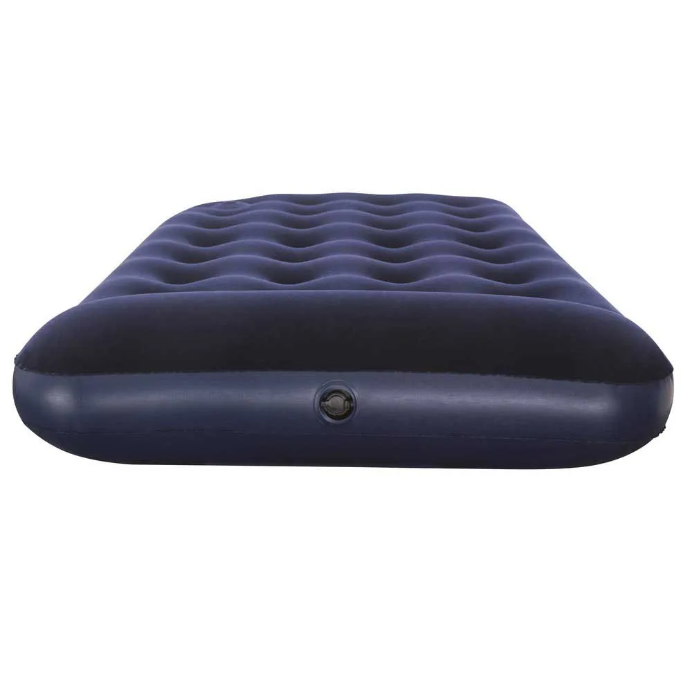 Bestway 67224 Twin Easy Inflate Flocked 188x99x28 Cm Enkel Luftmadrass Med Inbyggd Pump, Navy, 188 x 99 x 28cm