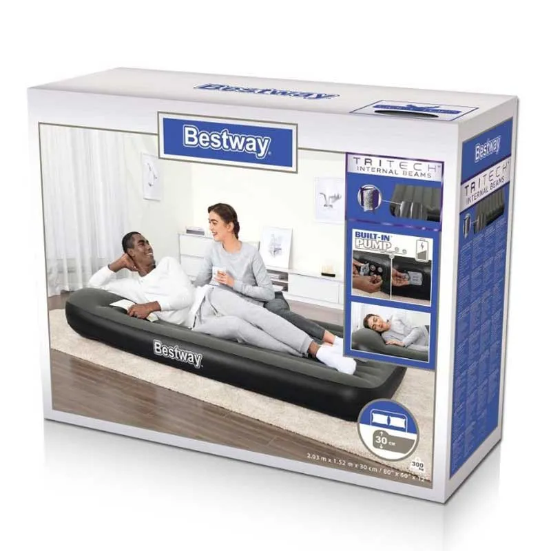 Bestway 67930 Double 203x152x30 Cm Dubbel Luftmadrass Med Inbyggd Pump, Multicolour, 203 x 152 x 30cm Bestway 67930 Double 203x152x30 Cm Dubbel Luftmadrass Med Inbyggd Pump, Multicolour, 203 x 152 x 30cm